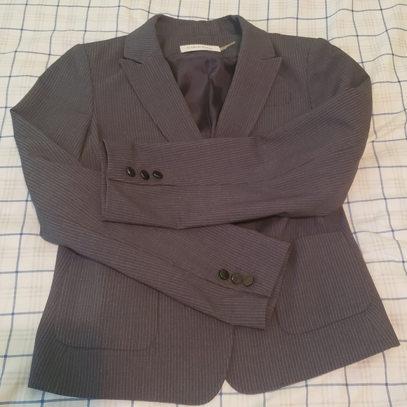 Calvin Klein pants gray stripe pants suit. Jacket size 10P, pants size 2P - Picture 10 of 12